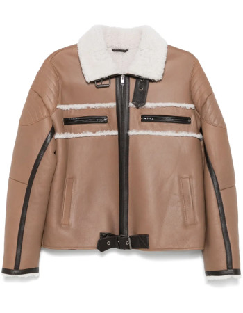 SHEARLING DETAIL LEATHER JACKET