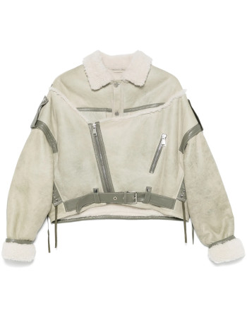 SHEARLING-COLLAR LEATHER JACKET