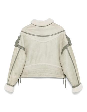 SHEARLING-COLLAR LEATHER JACKET